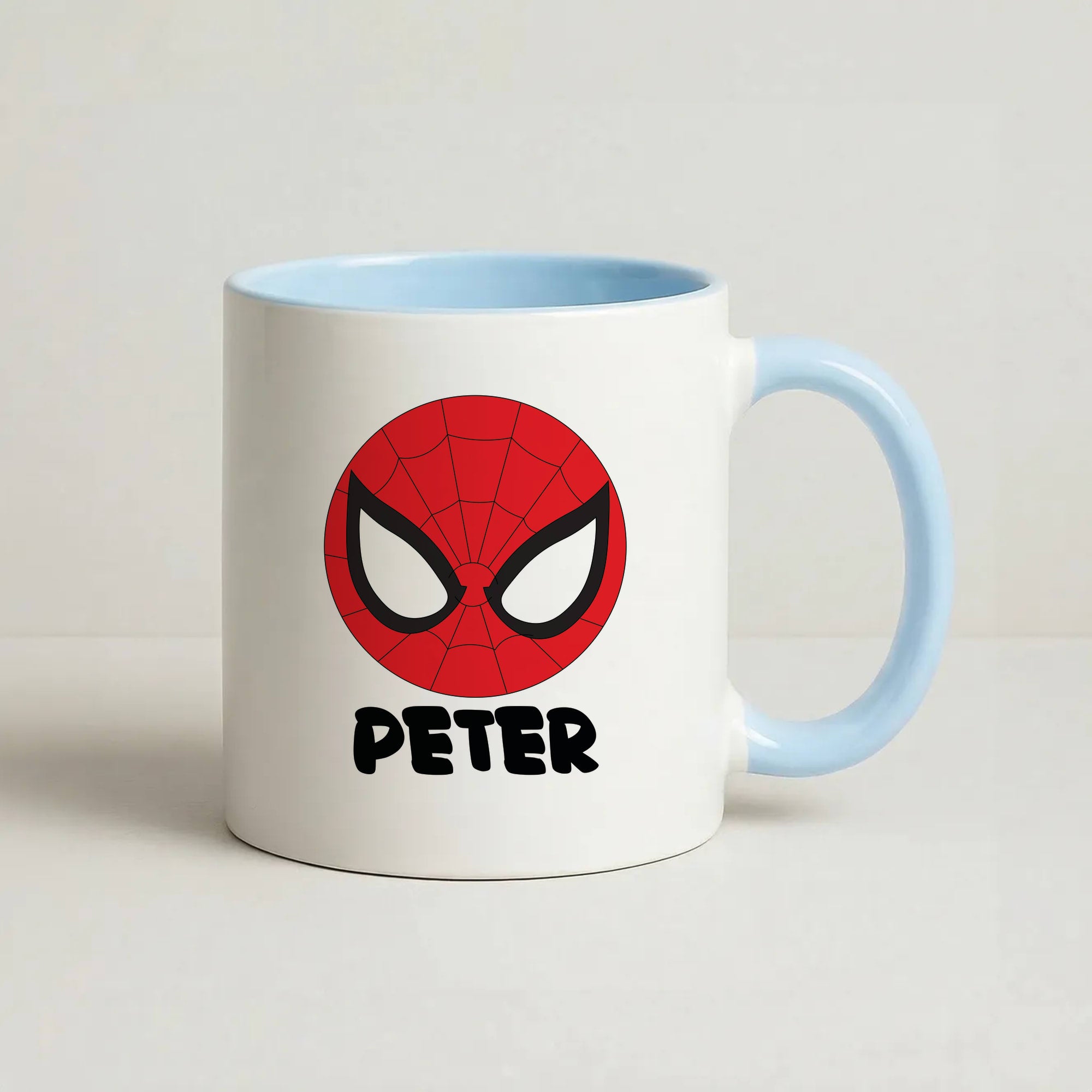 SpiderMan - Personalised Superhero Comic Coffee Baby Blue Mug