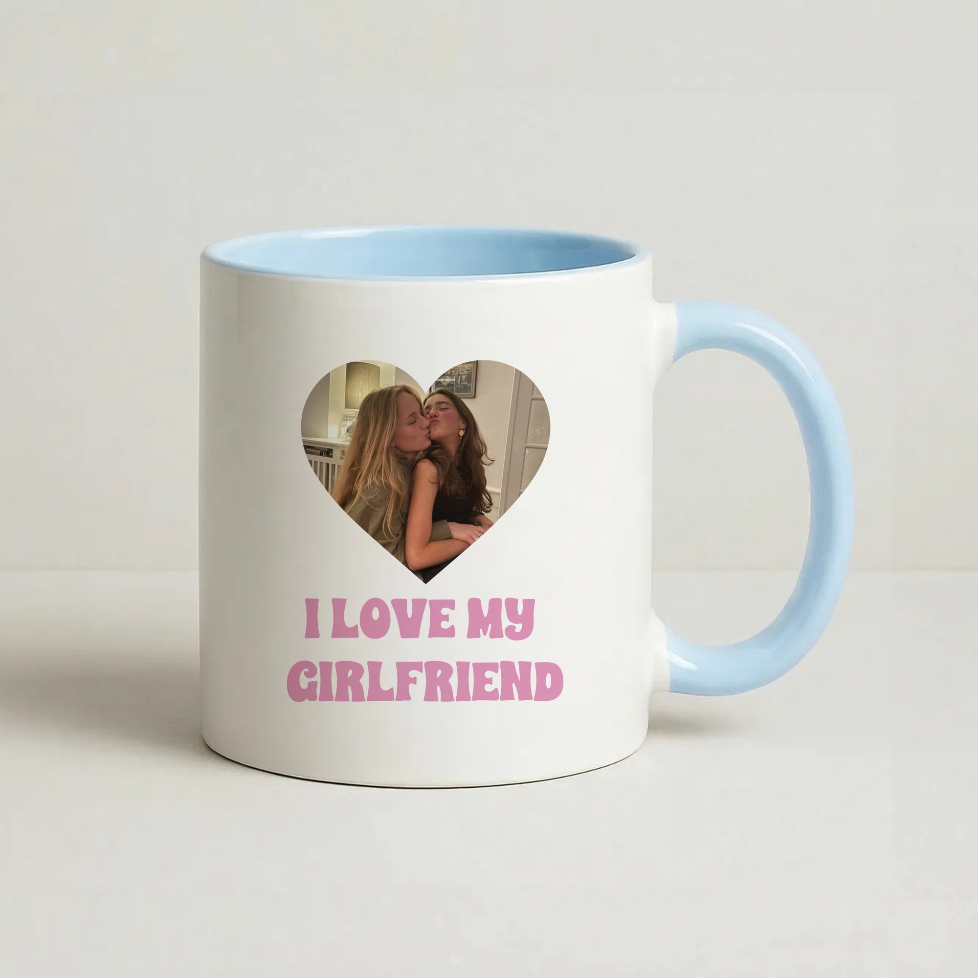 I Love My Girlfriend - Personalised Couples Coffee Baby Blue Mug