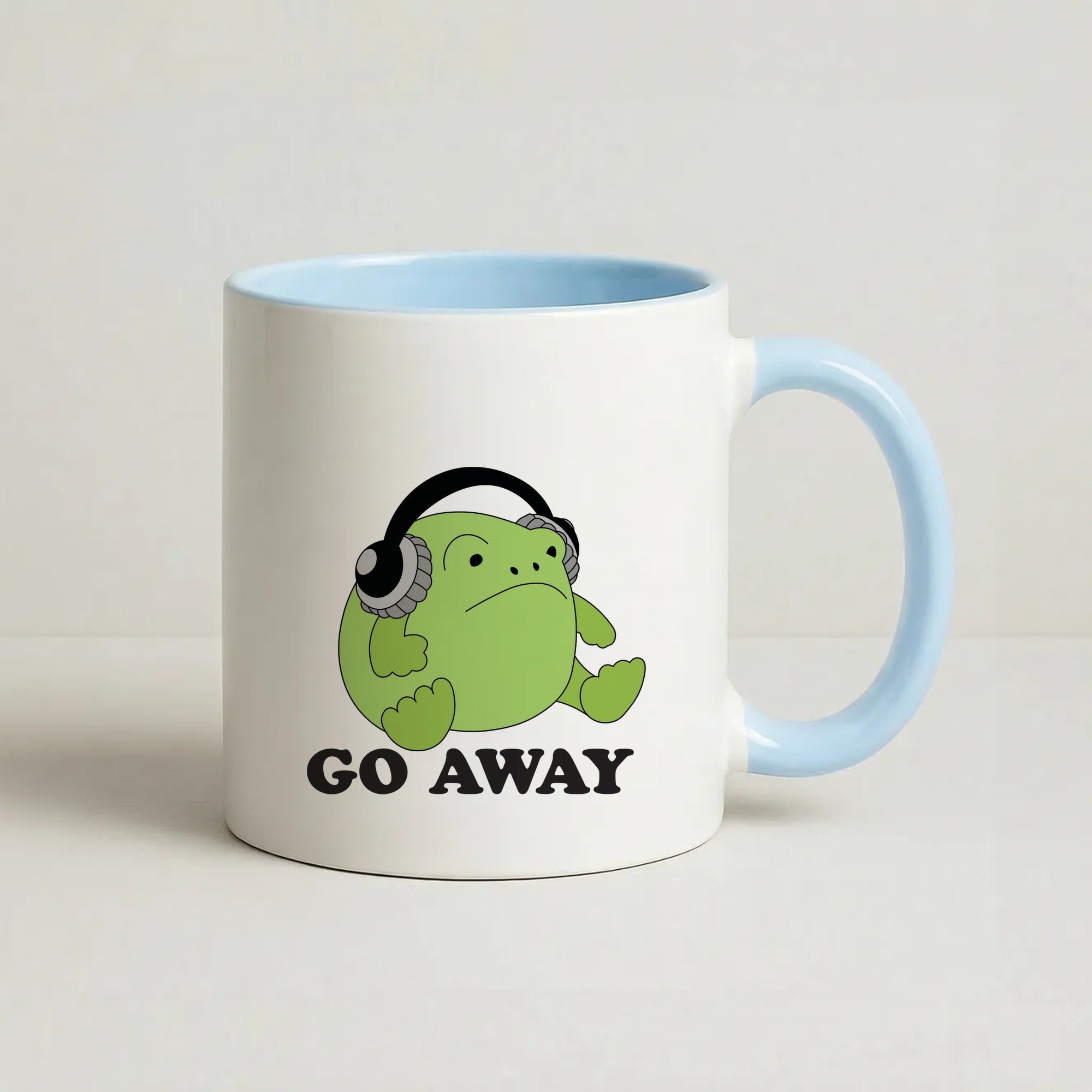 Go Away Grumpy Frog Coffee Baby Blue Mug