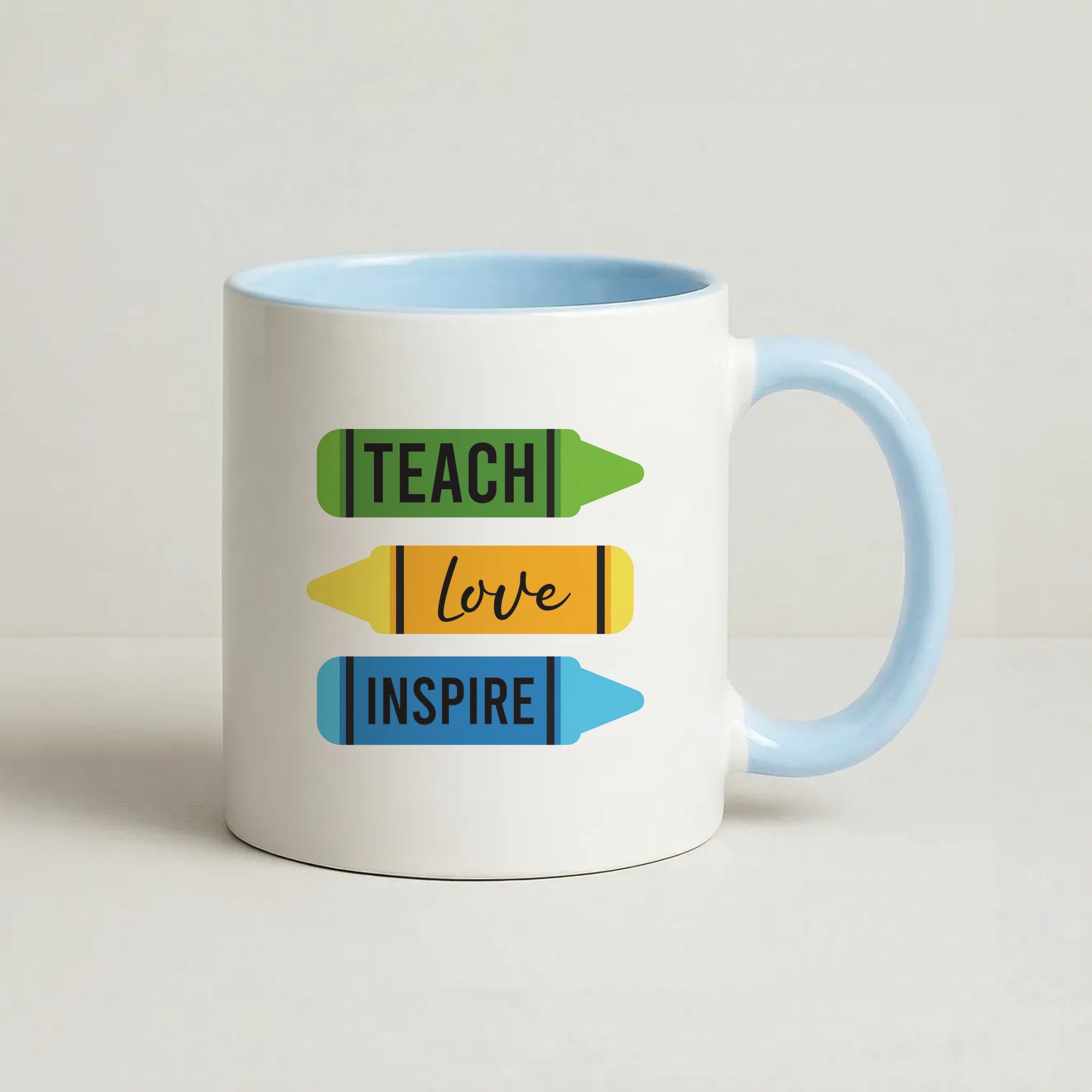 Teach, Love, Inspire Coffee Baby Blue Mug