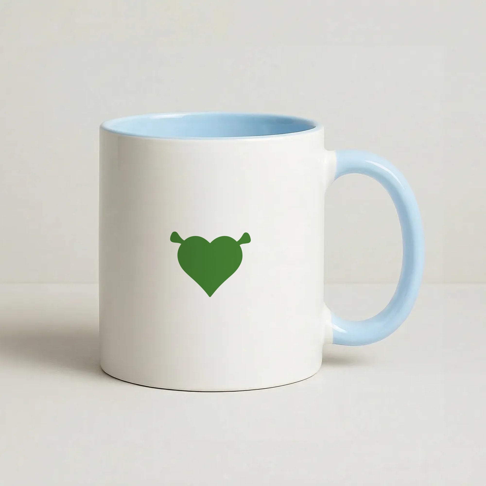 Green Ogre Heart Coffee Baby Blue Mug