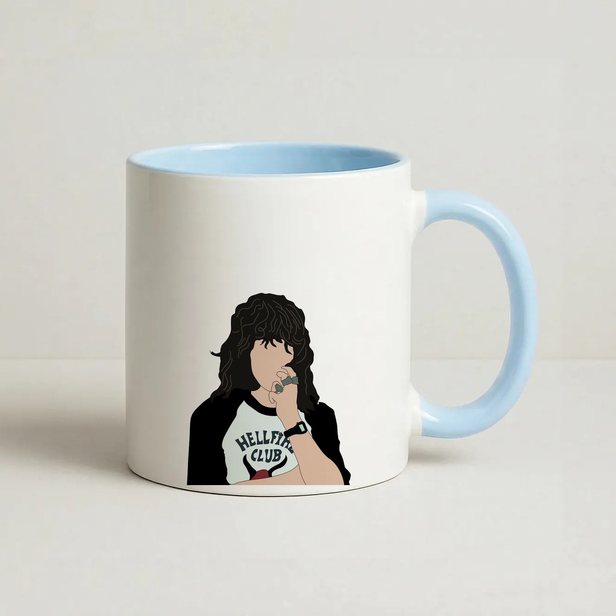 Eddie Munson Hellfire Coffee Baby Blue Mug