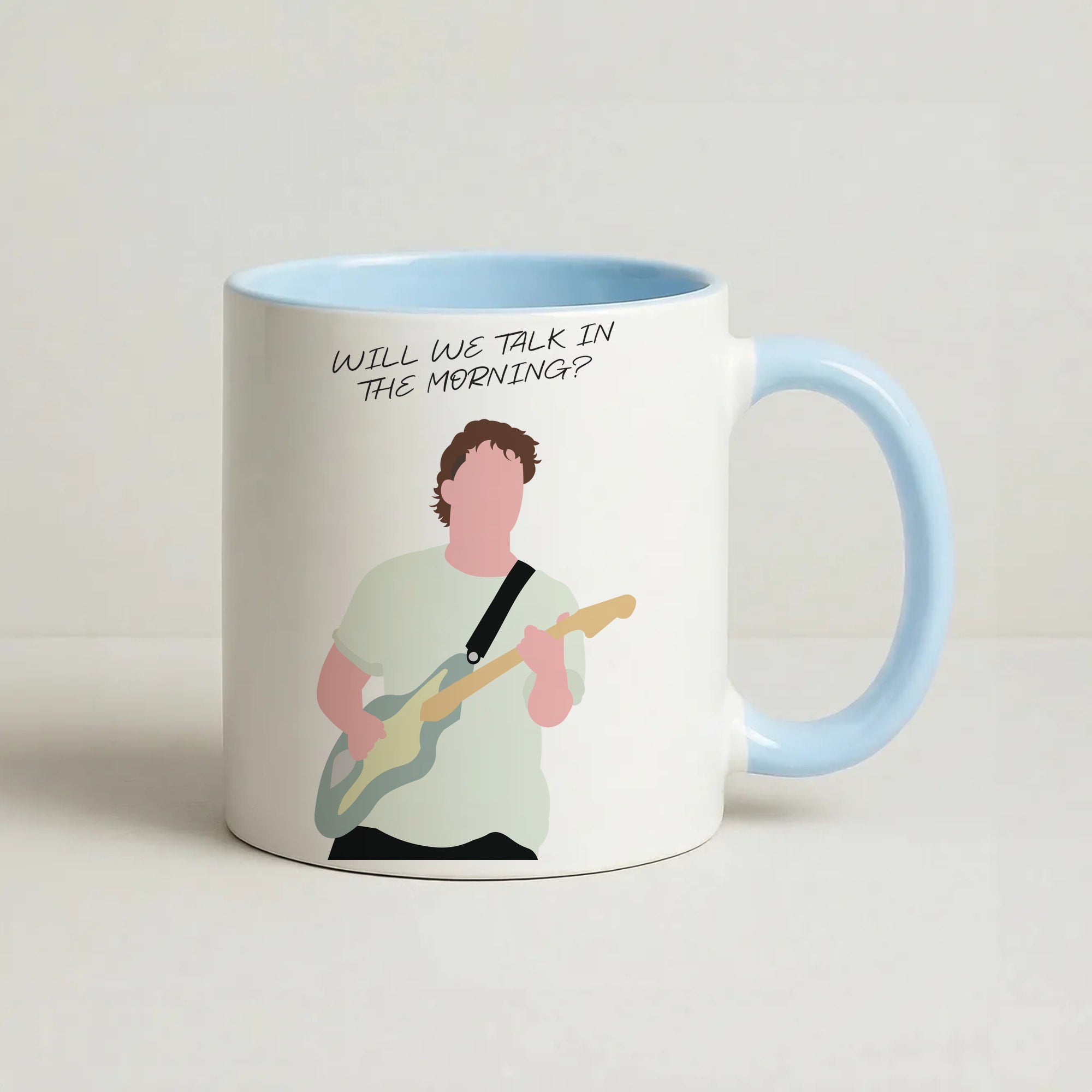 Will We Talk In The Morning Yellow Coffee Baby Blue Mug