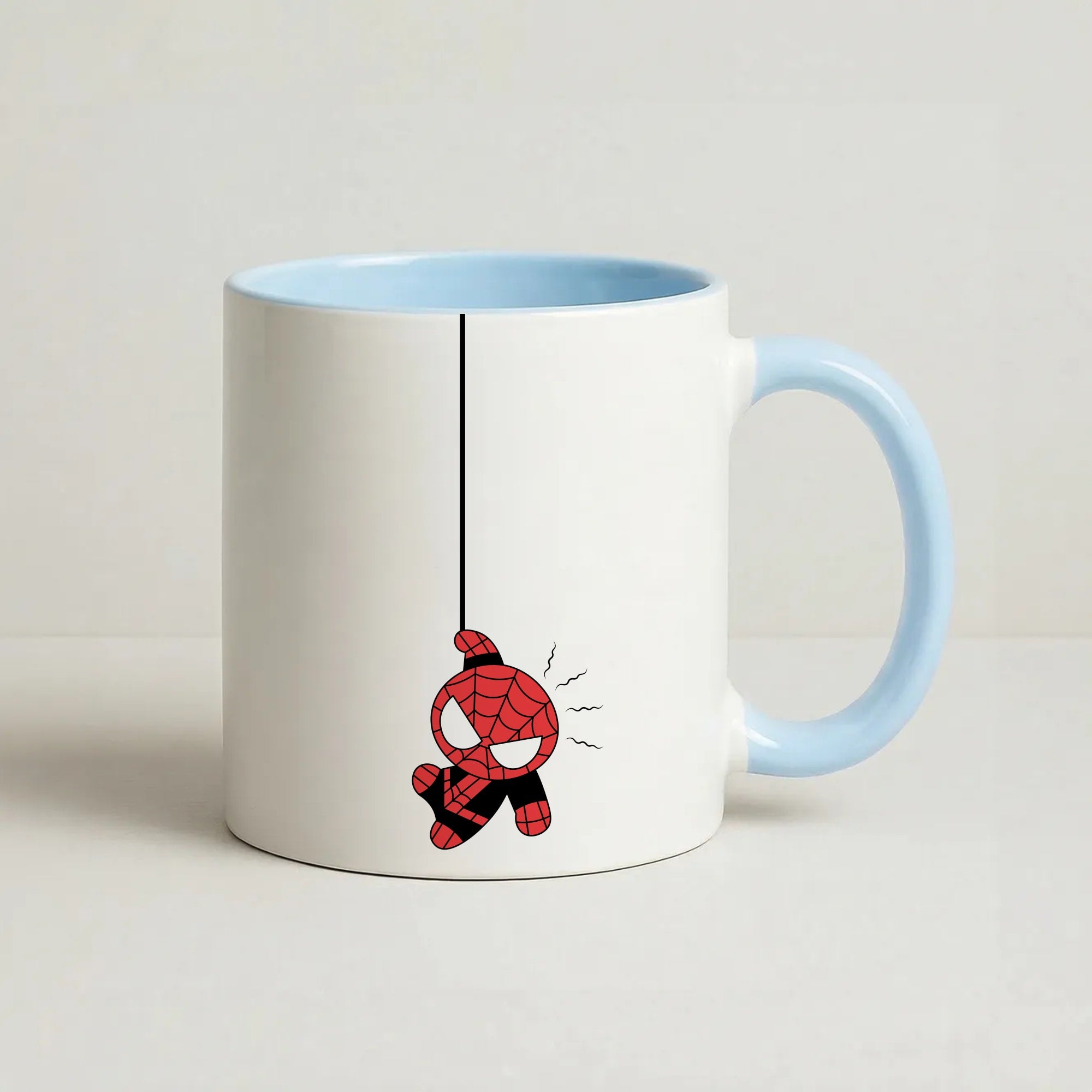 Gray Hanging Spider Hero Coffee Baby Blue Mug
