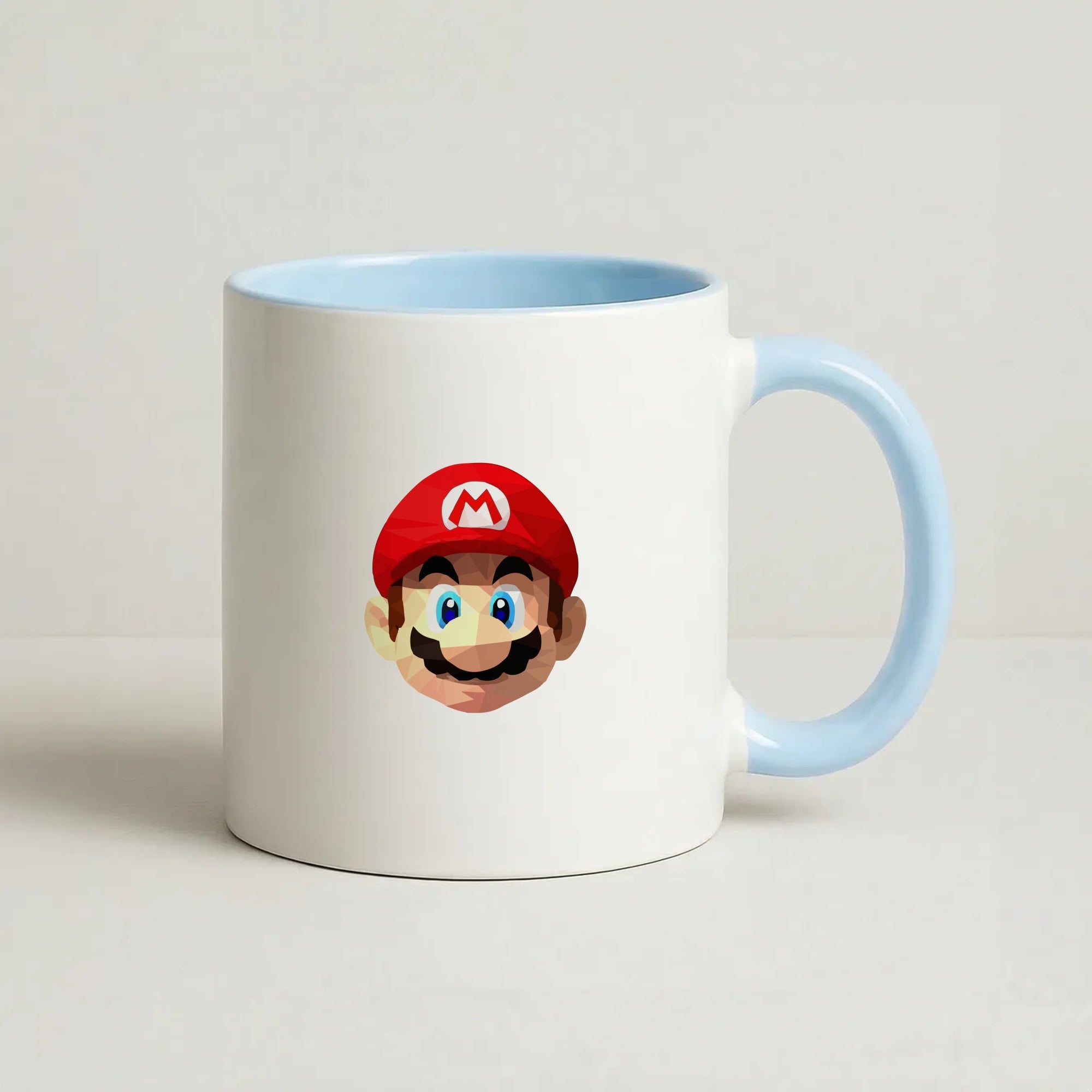 Mario Face - Mario Coffee Baby Blue Mug
