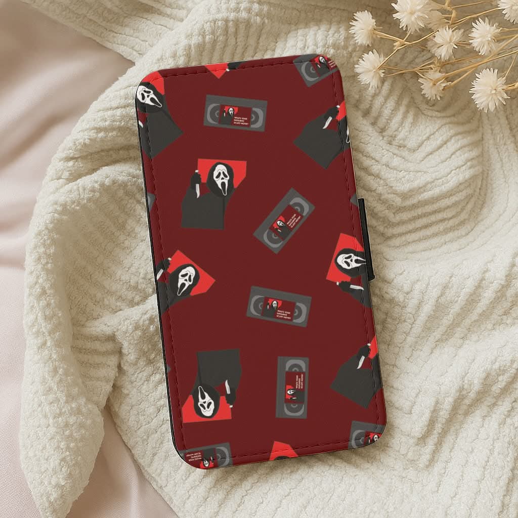 VHS & Ghostface Pattern Leather Phone Case
