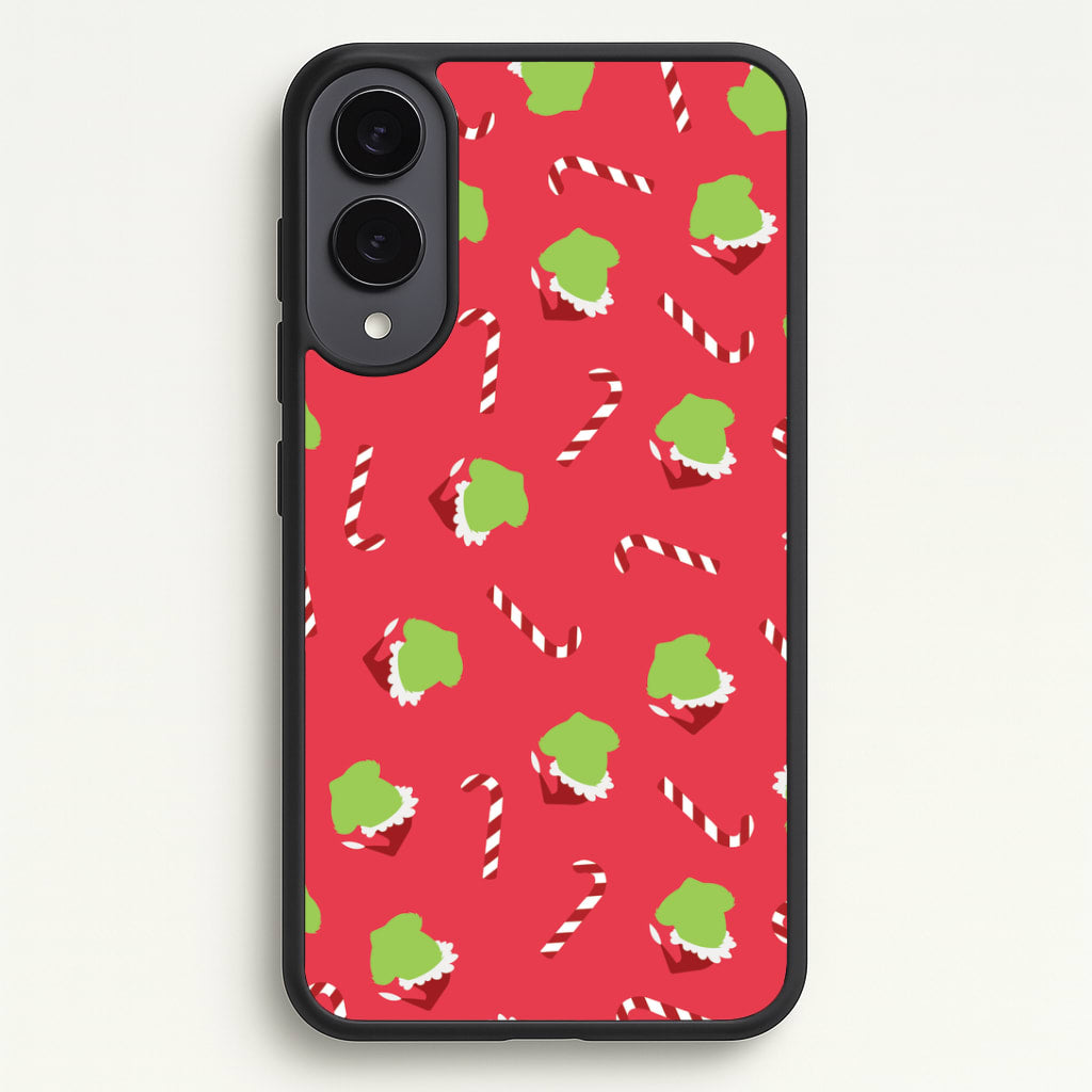 Green Creature And Candy Canes Pattern Galaxy S25 Edge Case