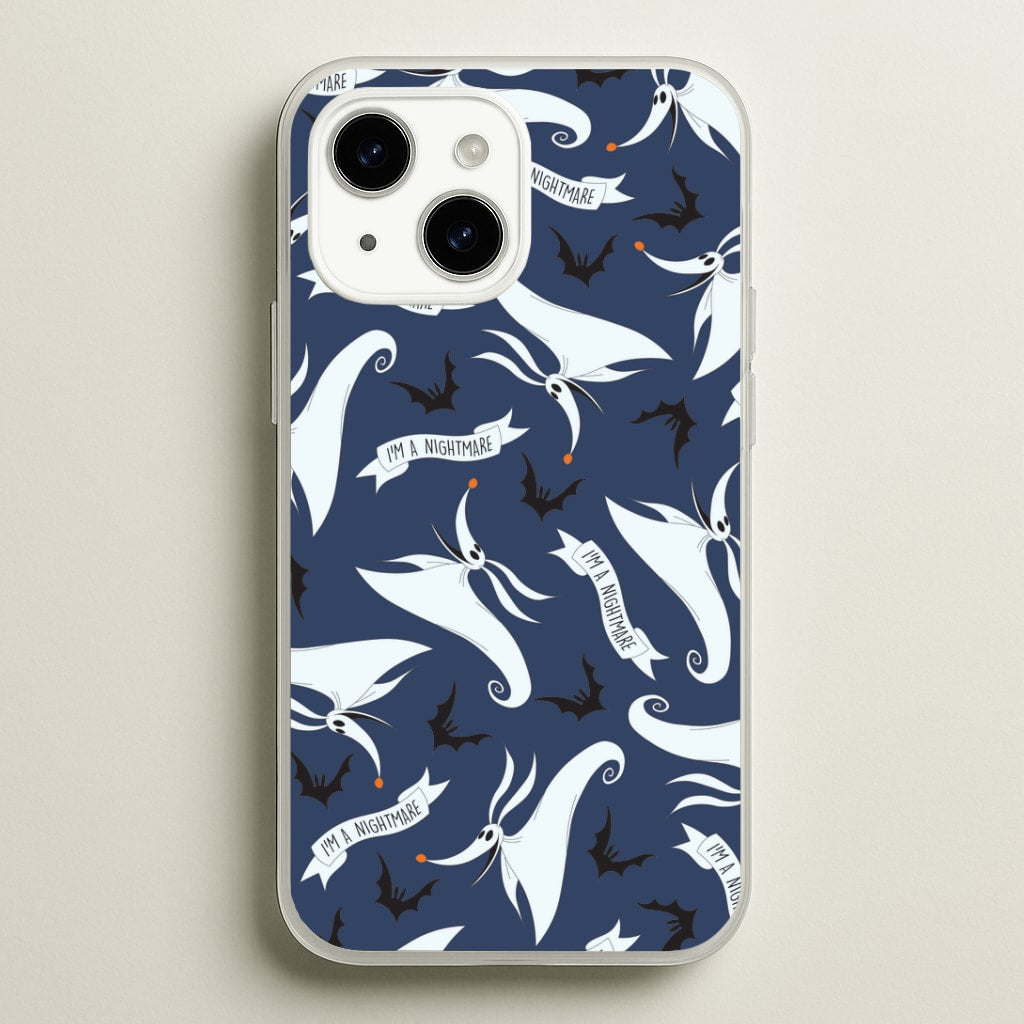 Skeleton Dog And Bats Pattern iPhone 15 Plus Case