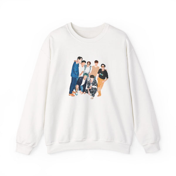 Casual K-Pop Band Band Sweatshirt White Front