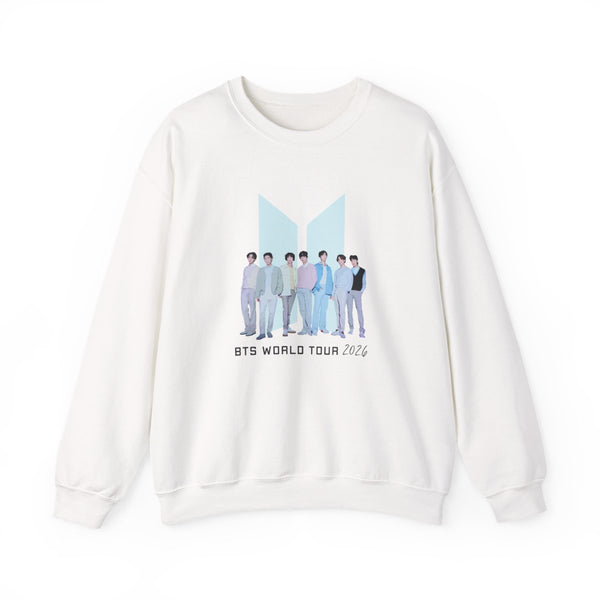 K-Pop Band Tour Pastel Blue Sweatshirt White Front