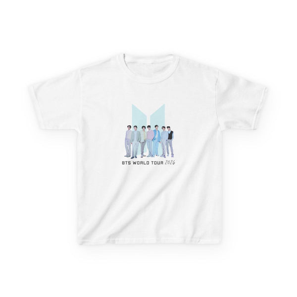 K-Pop Band Tour Pastel Blue Kids T-Shirt White Front