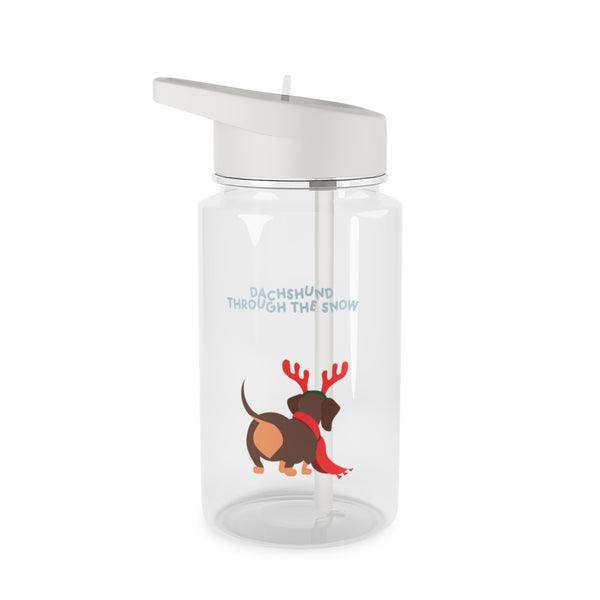 Dachshund Through The Snow - Christmas Clear Water Bottle