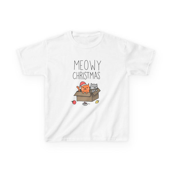 Meowy Christmas Kids T-Shirt White Front