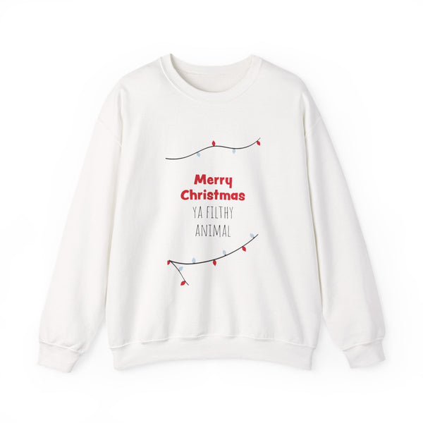 Merry Christmas Ya Filthy Animal Sweatshirt White Front
