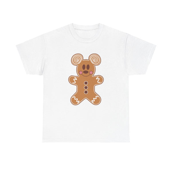 Cartoon Mouse Gingerbread T-Shirt White Front