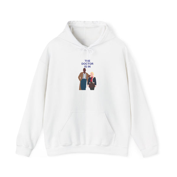 The Doctor Is In - Doctor Who Hoodie White Front