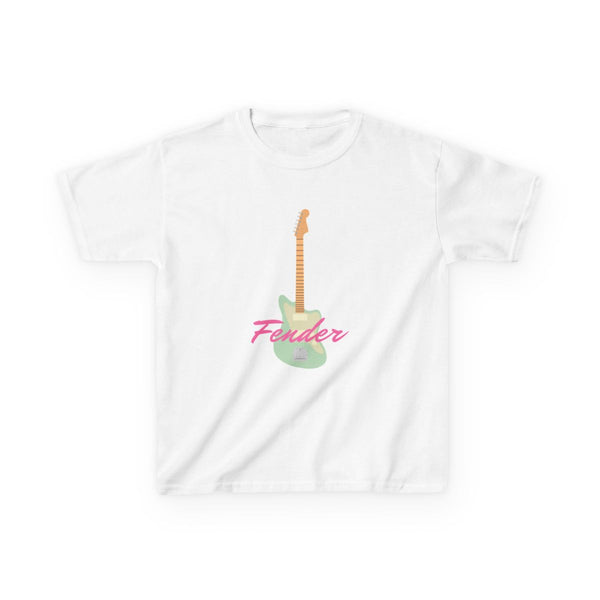 Blue Guitar Fender Kids T-Shirt White Front