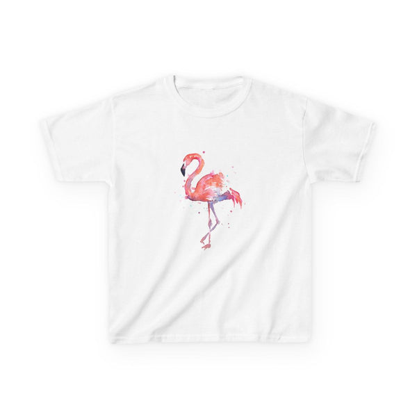 Watercolour Flamingo Painting Kids T-Shirt White Front