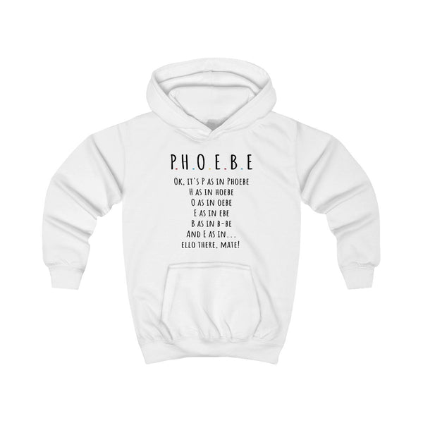 Spelling Phoebe Kids Hoodie White Front