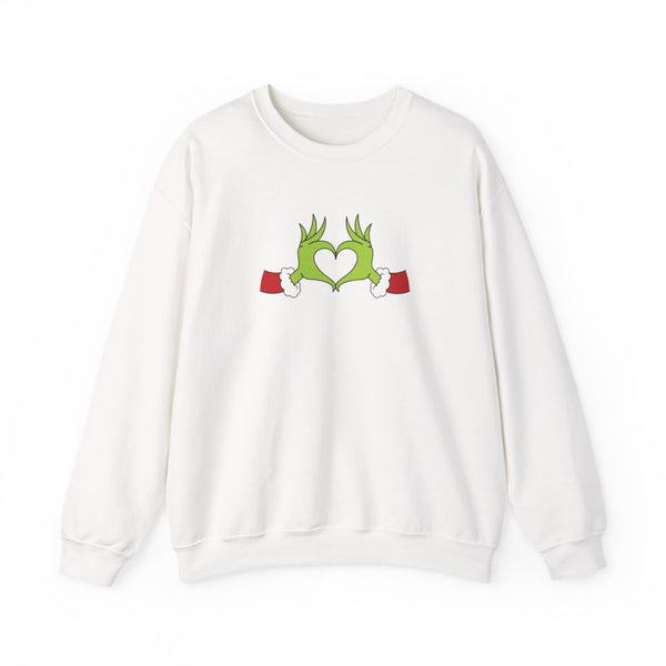 Christmas Green Heart Sweatshirt White Front