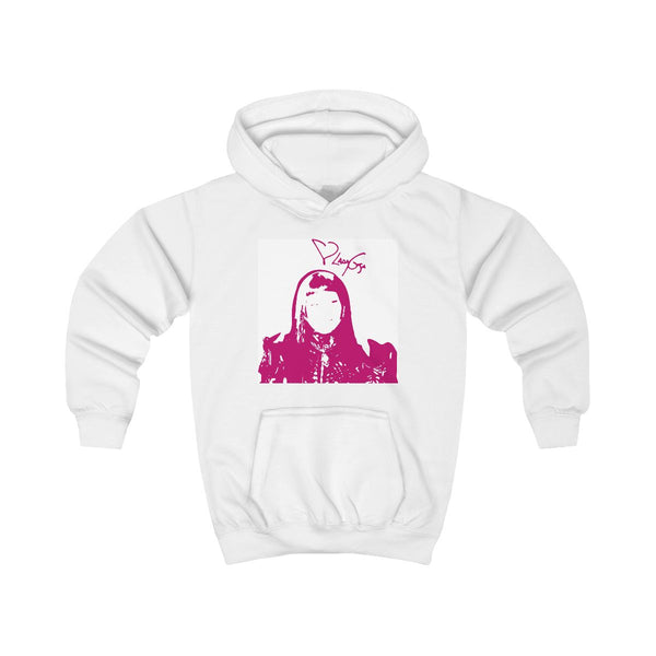 Pink Gaga Silhouette Kids Hoodie White Front