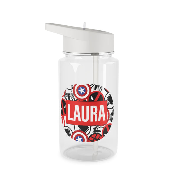 Collage - Personalised Superhero Comic Clear Water Bottle