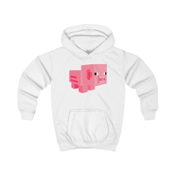 Mining Pig Kids Hoodie White Front