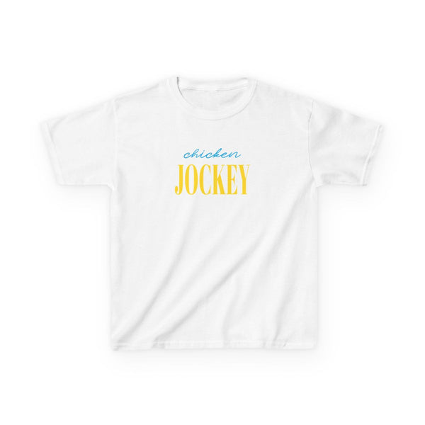Chicken Jockey Blue Kids T-Shirt White Front