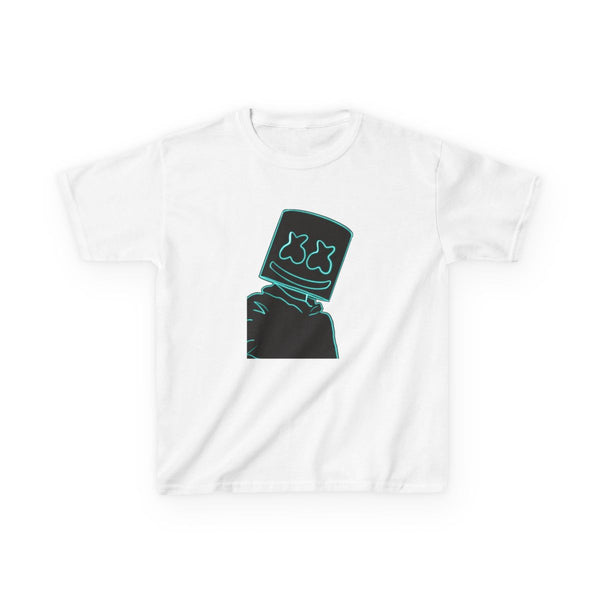 Black White Helmet DJ Neon Kids T-Shirt White Front