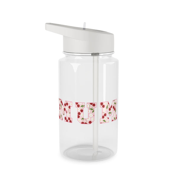 Floral Varsity Mum Clear Water Bottle