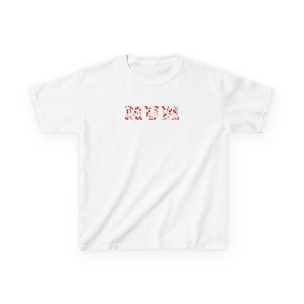 Floral Varsity Mum Kids T-Shirt White Front