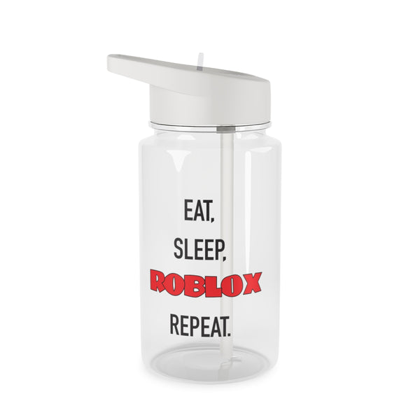 Eat, sleep, repeat Clear Water Bottle