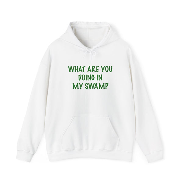What Are You Doing In My Swamp - Green Ogre Hoodie White Front