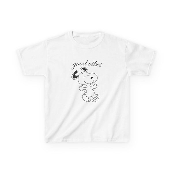 Good Vibes Cartoon Beagle Kids T-Shirt White Front