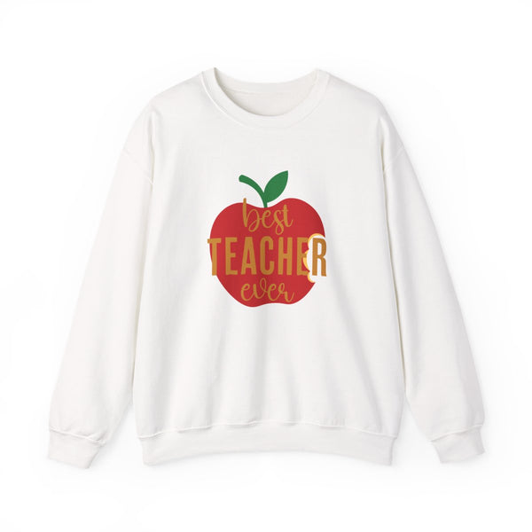 Apple Best Teacher Ever Sweatshirt White Front