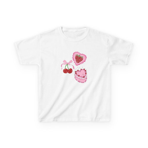 Cherries, Strawberries And Cake - Valentine's Day Kids T-Shirt White Front