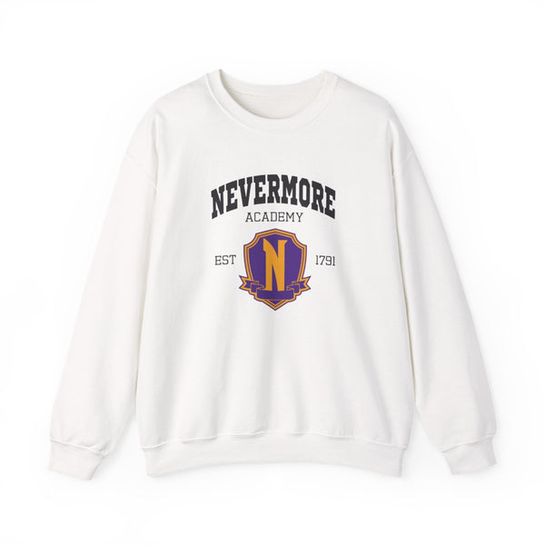 Addams Academy Purple Sweatshirt White Front