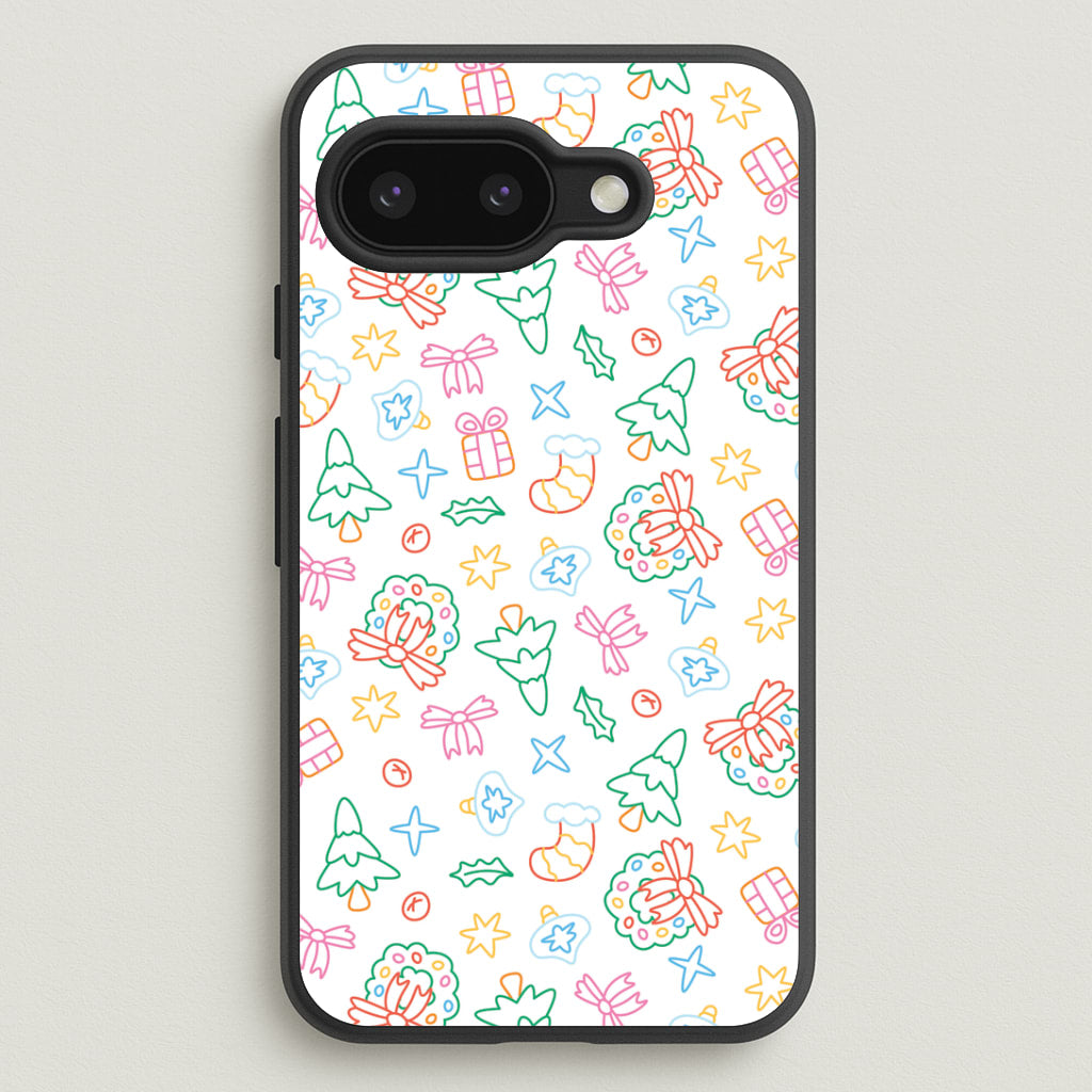 Neon Christmas Icons Pattern II Google Pixel 9a Case