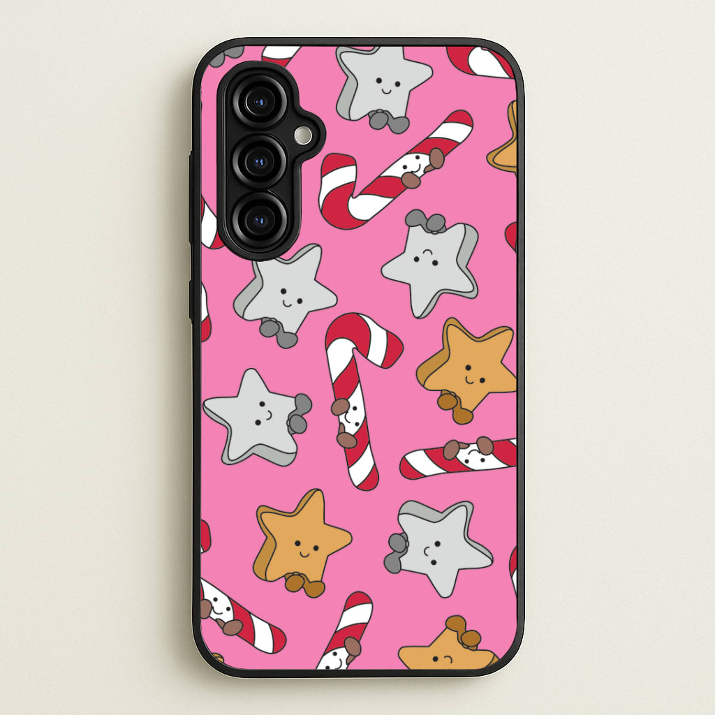 Pink Christmas Plushies Pattern Galaxy A54 Case