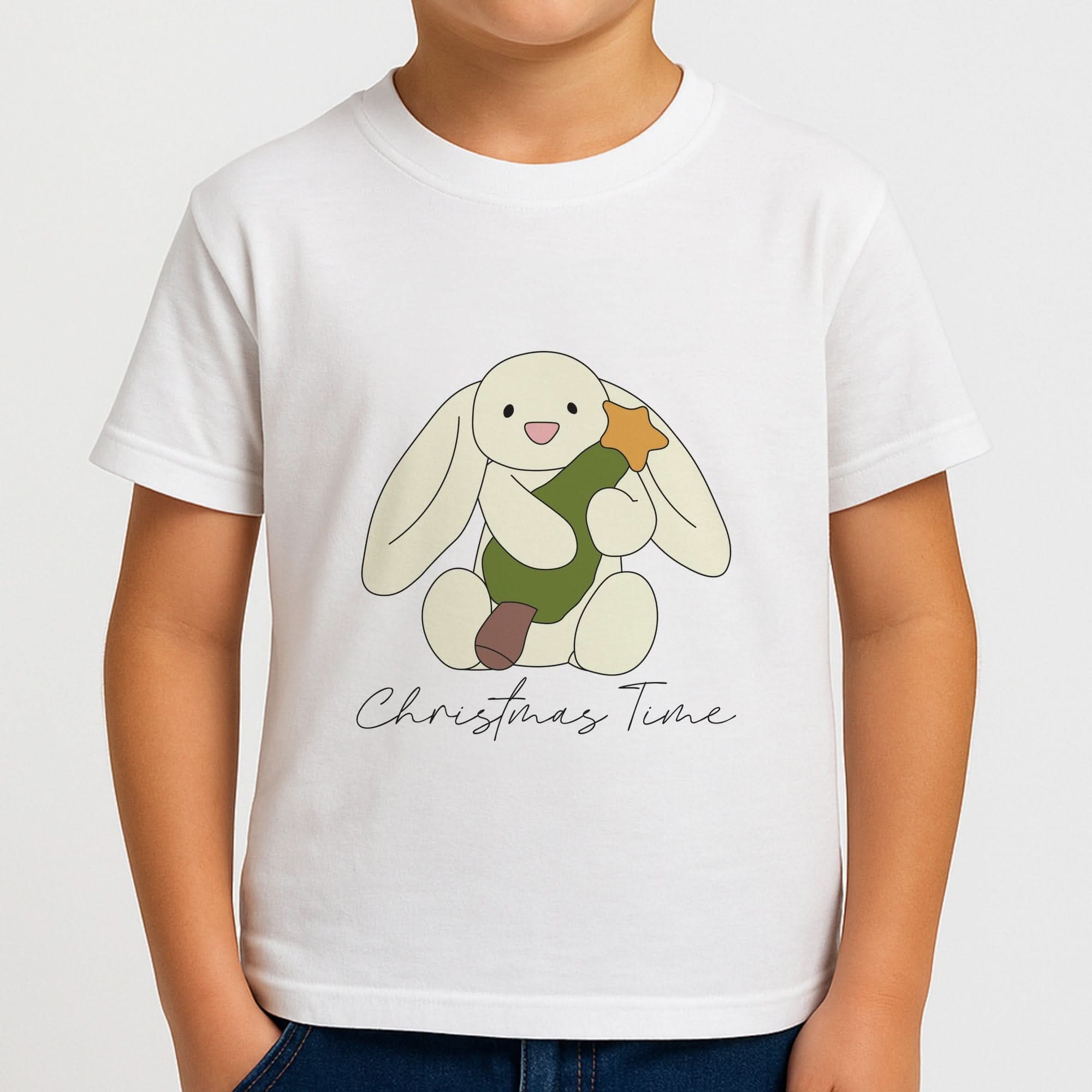 Christmas Bunny Stars Plush Boys T-Shirt