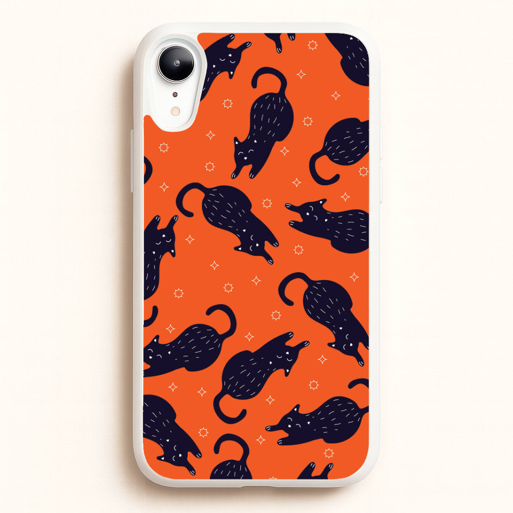 Black Cats And Stars Pattern iPhone XR Case