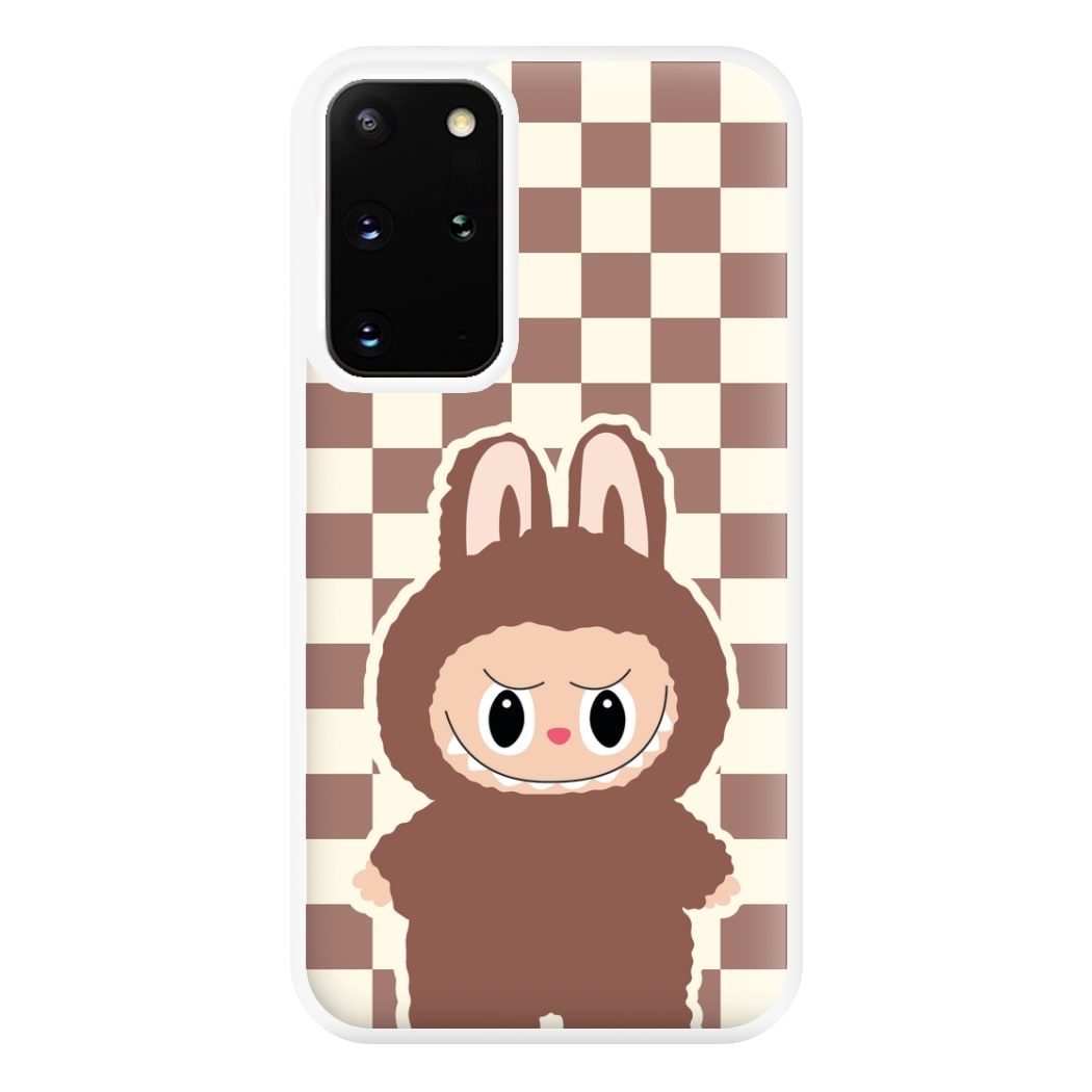 Checkered Cute Brown Monster Galaxy S20 Plus Case