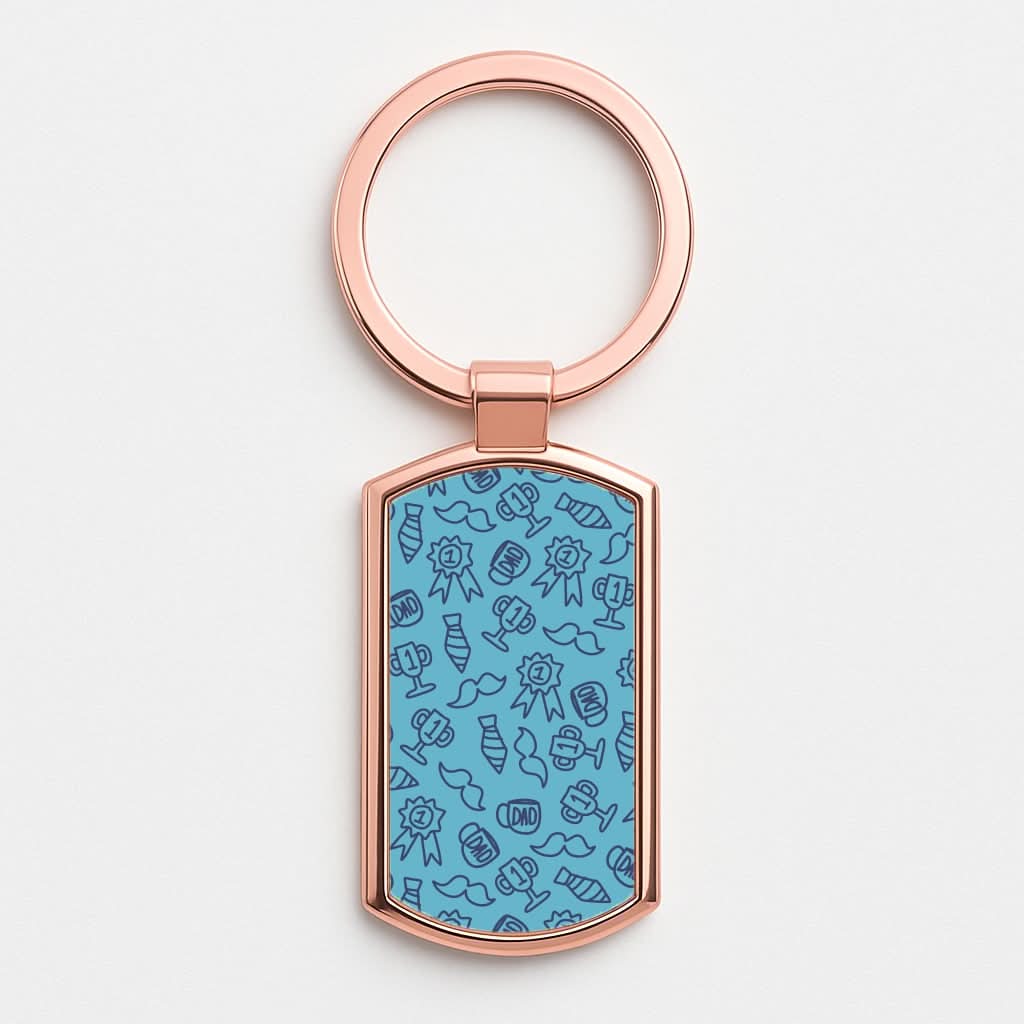 Dad Doodles Pattern Rose Gold Keyring
