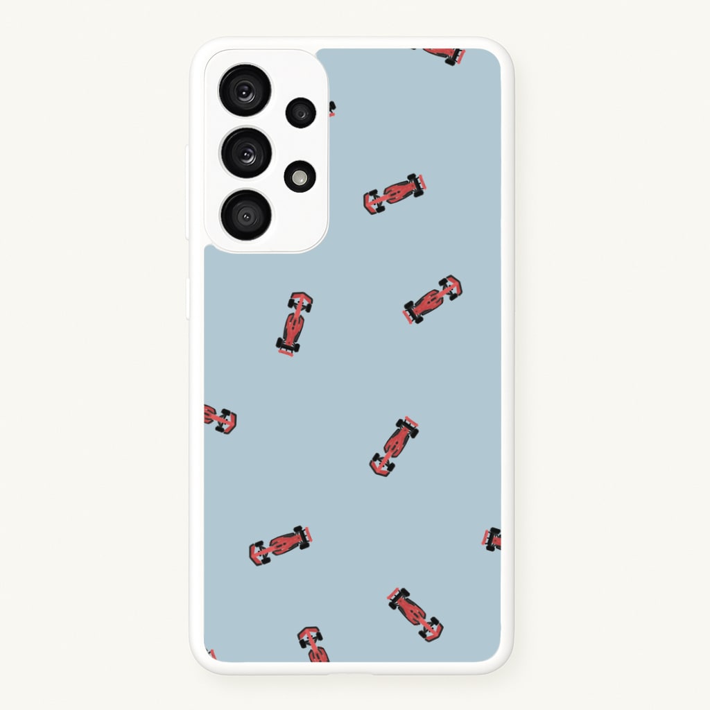 Race Cars Pattern Blue Galaxy A53 Case