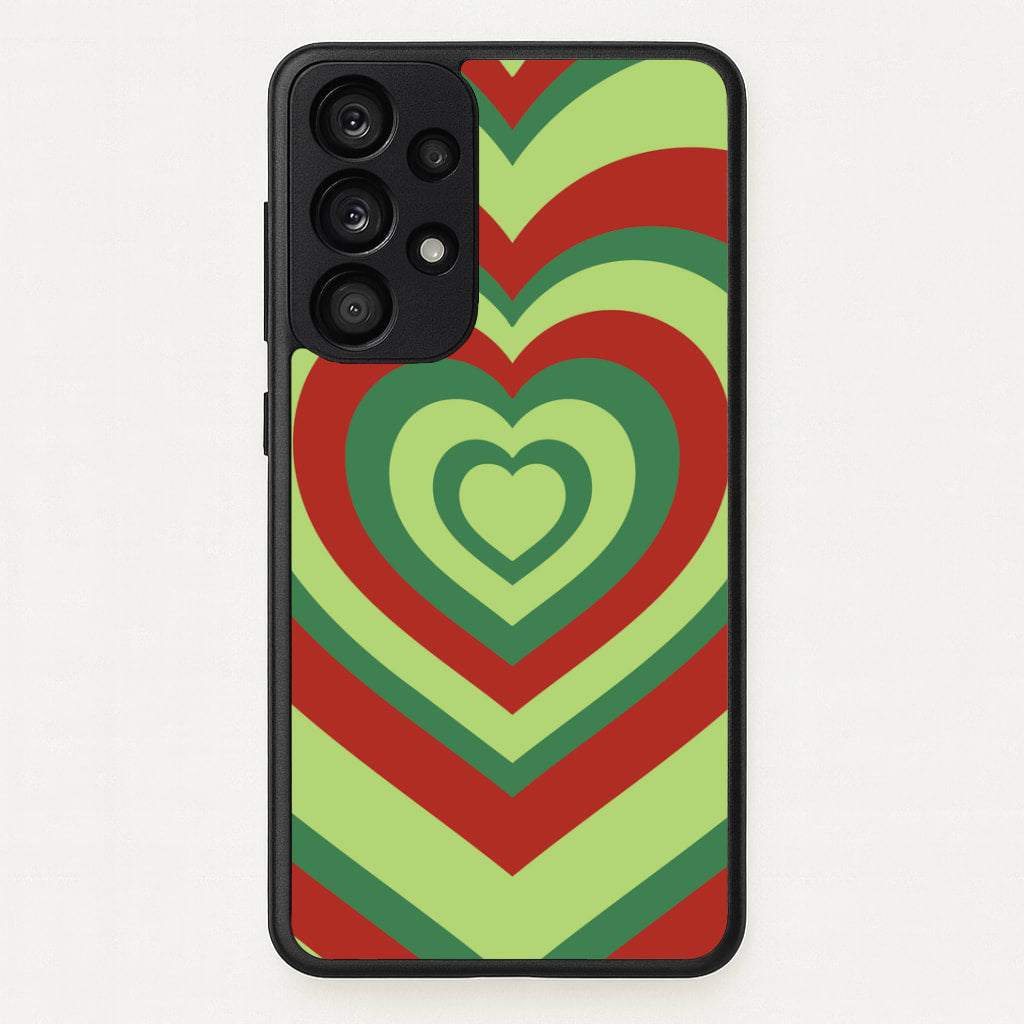 Red And Green Trippy Heart Christmas Pattern Galaxy A53 Case