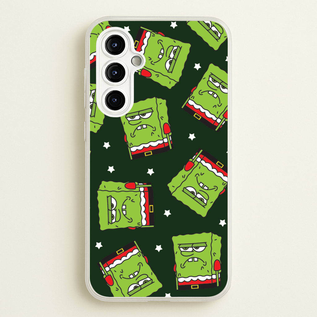 Grumpy Christmas Cartoon Sponge Pattern Galaxy A54 Case