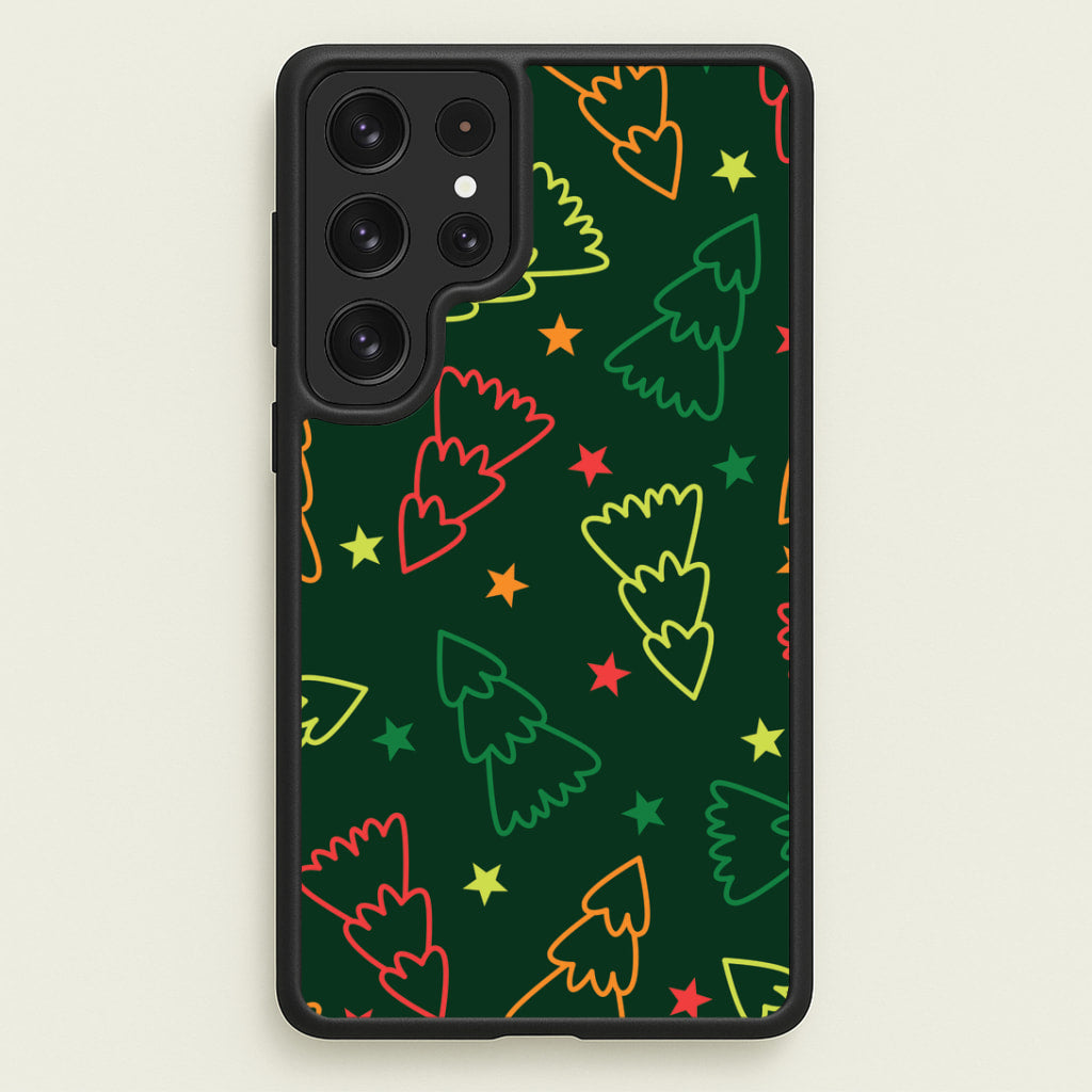 Colourful Christmas Tree Outlines Pattern Galaxy S23 Ultra Case