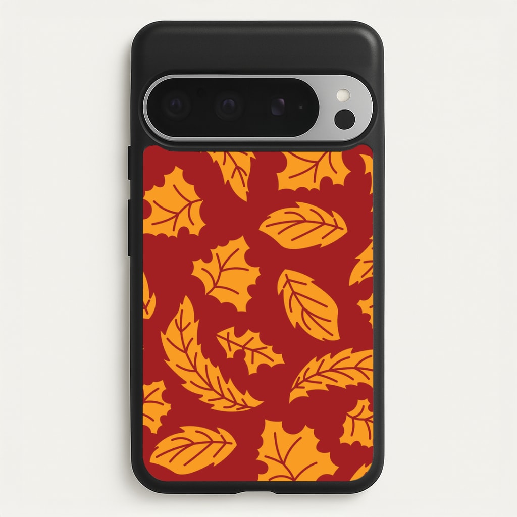 Orange Leaves Pattern Google Pixel 9 Pro XL Case