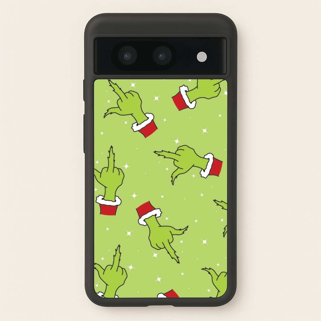 Green Middle Finger Christmas Pattern Google Pixel 8a Case