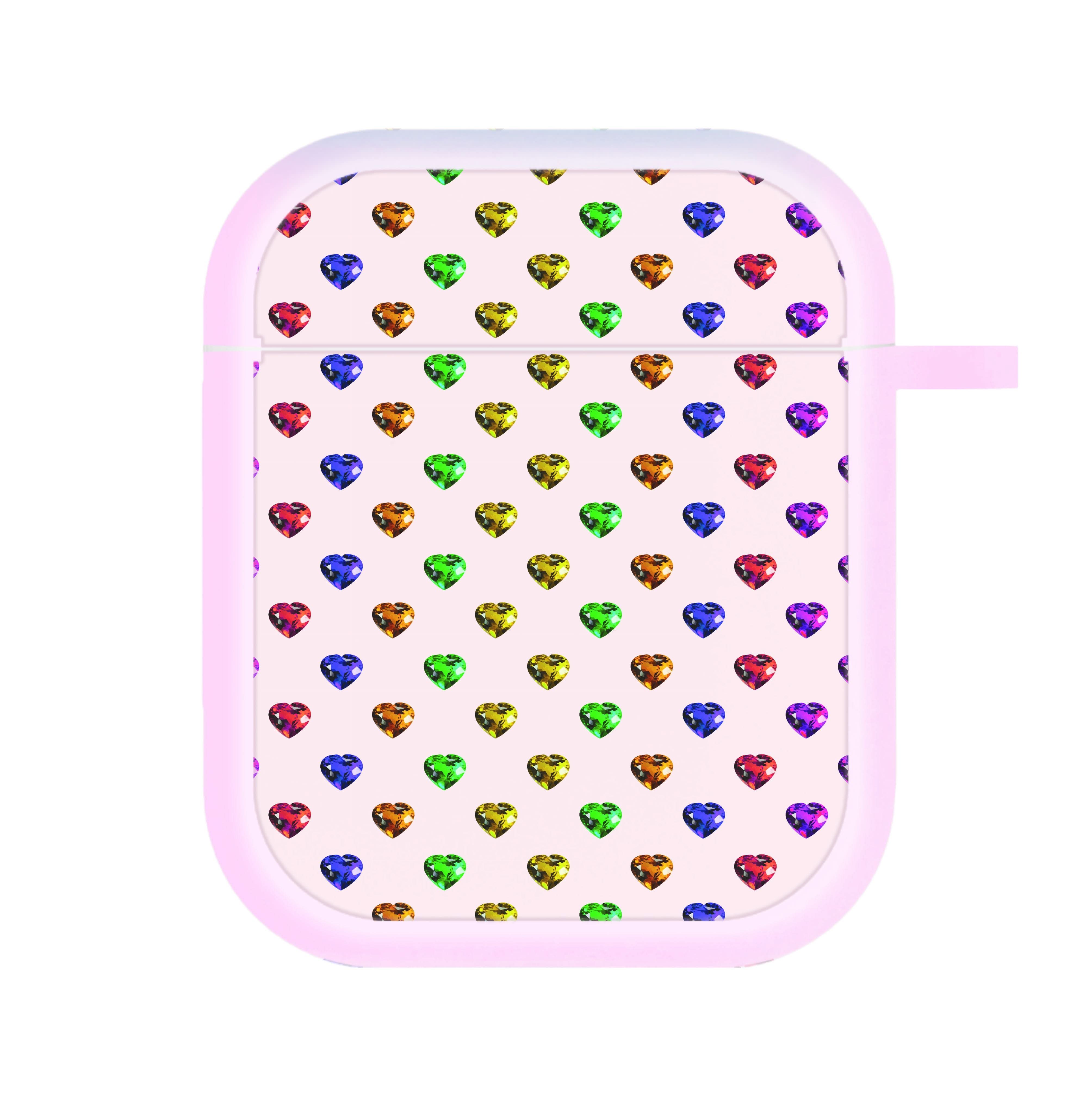 Rainbow Gem Hearts Pattern AirPods Case